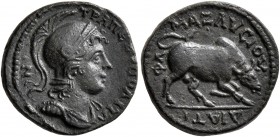 CARIA. Trapezopolis. Pseudo-autonomous issue. 1/3 Assarion (Bronze, 15 mm, 2.41 g, 1 h), Ti. Fla. Max. Lysias, magistrate, time of Hadrian, 117-138. Τ...