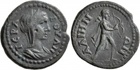 PHRYGIA. Alia. Pseudo-autonomous issue. Assarion (Orichalcum, 21 mm, 5.17 g, 7 h), time of Gordian III, 238-244. IЄPA BOYΛH Veiled and draped bust of ...