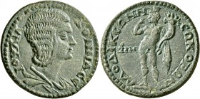 PHRYGIA. Laodicea ad Lycum. Julia Domna, Augusta, 193-217. Tetrassarion (Bronze, 29 mm, 14.15 g, 6 h), CY 88 = 211/2. IOYΛIA ΔOMNA CЄ Draped bust of J...