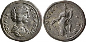 PISIDIA. Lysinia. Julia Domna, Augusta, 193-217. Tetrassarion (Orichalcum, 27 mm, 12.86 g, 6 h). IOYΛIA •CЄBACTH Draped bust of Julia Domna to right. ...