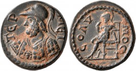 PISIDIA. Termessus Major. Pseudo-autonomous issue. Diassarion (Bronze, 20 mm, 6.95 g, 6 h), time of the Antonines, 138-192. TЄPMЄI Bearded and cuirass...