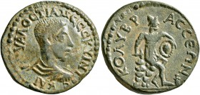 CILICIA. Colybrassus. Hostilian, as Caesar, 250-251. Tetrassarion (Orichalcum, 23 mm, 7.37 g, 12 h). Γ ΟΥΑΛ ΟϹΤΙΛ ΜЄϹϹ ΚΥΙΝΤΟϹ ΚΑΙ Bare-headed, draped...