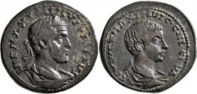 CILICIA. Ninica-Claudiopolis. Maximinus I, with Maximus Caesar, 235/6-238. Tetrassarion (Orichalcum, 33 mm, 17.40 g, 7 h). IMP MAXIMINVS PIVS AVG Laur...