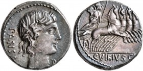 C. Vibius C.f. Pansa, 90 BC. Denarius (Silver, 17 mm, 3.94 g, 7 h), Rome. PANSA Laureate head of Apollo to right; below chin, uncertain control. Rev. ...