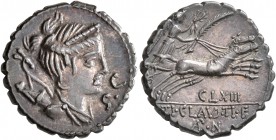 Ti. Claudius Ti.f. Ap.n. Nero, 79 BC. Denarius (Silver, 18 mm, 4.32 g, 6 h), Rome. S•C Diademed and draped bust of Diana to right, with bow and quiver...