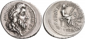 C. Memmius C.f, 56 BC. Denarius (Silver, 21 mm, 3.86 g, 6 h), Rome. C•MEMMI C•F - QVIRINVS Laureate and bearded head of Quirinus to right. Rev. MEMMIV...