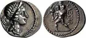 Julius Caesar, 49-44 BC. Denarius (Silver, 19 mm, 3.91 g, 6 h), military mint moving with Caesar in Africa, 48-47. Diademed head of Venus to right. Re...