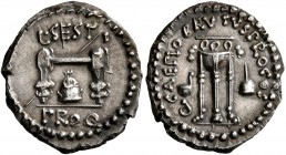 Brutus, † 42 BC. Quinarius (Silver, 15 mm, 1.88 g, 12 h), military mint traveling with Brutus in southwestern Asia Minor, spring-summer 42. L•SESTI / ...