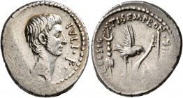 Octavian, 44-27 BC. Denarius (Silver, 19 mm, 3.85 g, 11 h), with Ti. Sempronius Gracchus, moneyer, Rome, 40. [DIVI] - IVL•F• Bare head of Octavian wit...