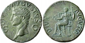 Divus Augustus, died AD 14. Dupondius (Orichalcum, 28 mm, 15.51 g, 7 h), Rome, struck under Claudius, circa 41-50. DIVVS AVGVSTVS / S - C Radiate head...