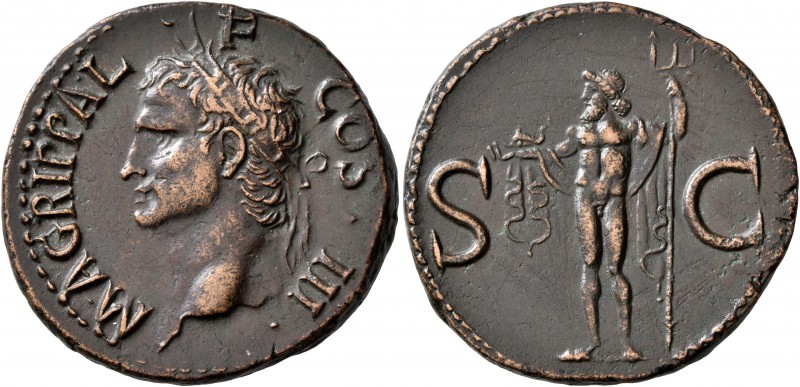 Agrippa, died 12 AD. As (Copper, 29 mm, 12.29 g, 6 h), Rome, struck under Caligu...