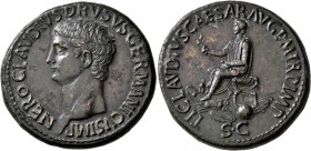 Nero Claudius Drusus, died 9 BC. Sestertius (Orichalcum, 35 mm, 28.47 g, 6 h), Rome, struck under Claudius, 42-43. NERO CLAVDIVS DRVSVS GERMANICVS IMP...