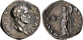 Galba, 68-69. Denarius (Silver, 20 mm, 3.37 g, 6 h), Rome, July 68-15 January 69. IMP SER GALBA AVG Laureate head of Galba to right. Rev. DIVA AVGVSTA...