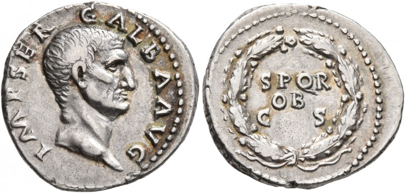 Galba, 68-69. Denarius (Silver, 19 mm, 3.52 g, 6 h), Rome, July 68-15 January 69...