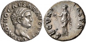 Otho, 69. Denarius (Silver, 18 mm, 3.34 g, 7 h), Rome, 15 January-16 April 69. IMP M OTHO CAESAR AVG TR P Bare head of Otho to right. Rev. SECVRITAS P...
