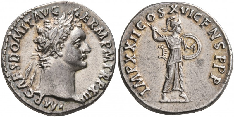 Domitian, 81-96. Denarius (Silver, 18 mm, 3.58 g, 7 h), Rome, 93-94. IMP CAES DO...