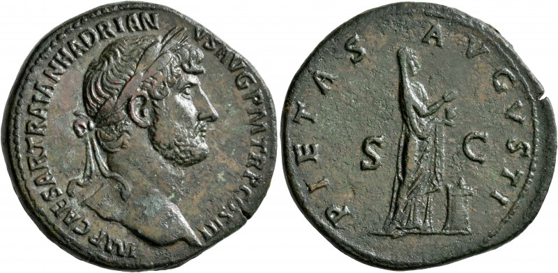 Hadrian, 117-138. Sestertius (Orichalcum, 34 mm, 24.16 g, 6 h), Rome, 119-121. I...