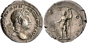 Hadrian, 117-138. Denarius (Silver, 18 mm, 3.36 g, 7 h), Rome, 119-122. IMP CAESAR TRAIAN HADRIANVS AVG Laureate head of Hadrian to right. Rev. P M TR...