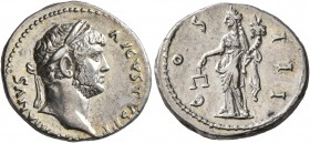 Hadrian, 117-138. Denarius (Silver, 18 mm, 3.25 g, 5 h), uncertain mint in the East, after 128. HADRIANVS AVGVSTVS P P Laureate head of Hadrian to rig...