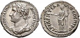 Hadrian, 117-138. Denarius (Silver, 19 mm, 3.43 g, 5 h), Rome, 132-134. HADRIANVS AVGVSTVS Laureate, draped and cuirassed bust of Hadrian to left. Rev...