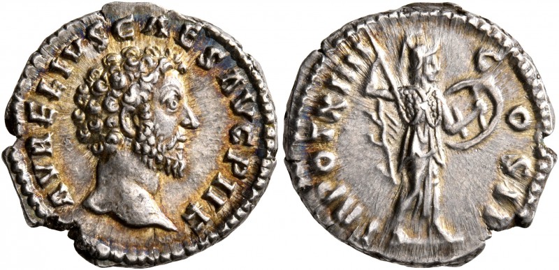 Marcus Aurelius, as Caesar, 139-161. Denarius (Silver, 18 mm, 3.69 g, 12 h), Rom...