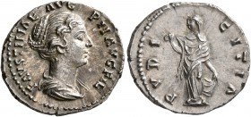 Faustina Junior, Augusta, 147-175. Denarius (Silver, 18 mm, 3.46 g, 7 h), Rome, circa 147-150. FAVSTINAE AVG PII AVG FIL Diademed and draped bust of F...