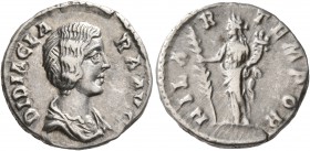 Didia Clara, Augusta, 193. Denarius (Silver, 17 mm, 3.00 g, 6 h), Rome. DIDIA CLARA AVG Draped bust of Didia Clara to right. Rev. HILAR TEMPOR Hilarit...