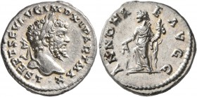 Septimius Severus, 193-211. Denarius (Silver, 18 mm, 3.78 g, 12 h), Laodicea, 198-202. L SEPT SEV AVG IMP XI PART MAX Laureate head of Septimius Sever...