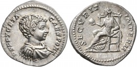 Geta, as Caesar, 198-209. Denarius (Silver, 19 mm, 2.95 g, 6 h), Rome, 200-202. P SEPT GETA CAES PONT Bare-headed, draped and cuirassed bust of Geta t...