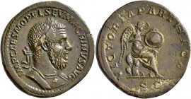 Macrinus, 217-218. Sestertius (Orichalcum, 32 mm, 23.69 g, 12 h), Rome, summer 217-early 218. IMP CAES M OPEL SEV MACRINVS AVG Laureate and cuirassed ...