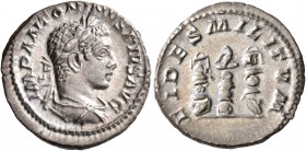 Elagabalus, 218-222. Denarius (Silver, 19 mm, 3.11 g, 6 h), Rome, 220-222. IMP ANTONINVS PIVS AVG Laureate and draped bust of Elagabalus to right, see...