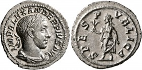 Severus Alexander, 222-235. Denarius (Silver, 19 mm, 2.77 g, 6 h), Rome, 232. IMP ALEXANDER PIVS AVG Laureate and draped bust of Severus Alexander. Re...