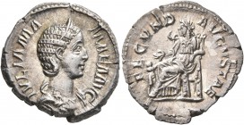 Julia Mamaea, Augusta, 222-235. Denarius (Silver, 20 mm, 2.75 g, 1 h), Rome, 232. IVLIA MAMAEA AVG Diademed and draped bust of Julia Mamaea to right. ...