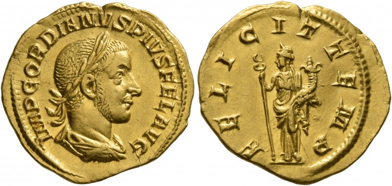 Gordian III, 238-244. Aureus (Gold, 20 mm, 3.91 g, 12 h), Rome, 243. IMP GORDIAN...