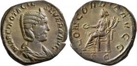 Otacilia Severa, Augusta, 244-249. Sestertius (Orichalcum, 29 mm, 16.26 g, 1 h), Rome. MARCIA OTACIL SEVERA AVG Diademed and draped bust of Otacilia S...