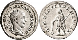 Herennius Etruscus, as Caesar, 249-251. Antoninianus (Silver, 21 mm, 4.82 g, 7 h), Rome, 250-251. Q HER ETR MES DECIVS NOB C Radiate and draped bust o...