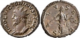 Victorinus, Romano-Gallic Emperor, 269-271. Antoninianus (Bronze, 22 mm, 3.28 g, 7 h), Cologne, late 269-early 270. IMP C VICTORINVS P F AVG Radiate a...