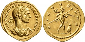 Aurelian, 270-275. Aureus (Gold, 21 mm, 3.98 g, 1 h), Mediolanum, mid-late 272. IMP C L DOM AVRELIANVS P F AVG Laureate and cuirassed bust of Aurelian...