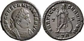 Constantine I, 307/310-337. Follis (Bronze, 19 mm, 3.49 g, 12 h), Treveri, 313-315. IMP CONSTANTINVS AVG Laureate and cuirassed bust of Constantine I ...