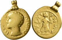 UNCERTAIN GERMANIC TRIBES, Pseudo-Imperial coinage. Mid 3rd-early 4th centuries. 'Quinarius' (Gold, 14 mm, 2.26 g, 11 h), imitating Lucius Verus (?), ...