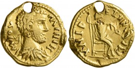 UNCERTAIN GERMANIC TRIBES, Pseudo-Imperial coinage. Mid 3rd-early 4th centuries. 'Aureus' (Gold, 20 mm, 6.32 g, 1 h). MNOY MININ Laureate, draped and ...