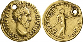 UNCERTAIN GERMANIC TRIBES, Pseudo-Imperial coinage. Mid 3rd-early 4th centuries. 'Aureus' (Gold, 20 mm, 7.05 g, 11 h), imitating Macrinus, 217-218, or...