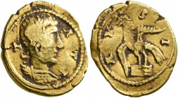 UNCERTAIN GERMANIC TRIBES, Pseudo-Imperial coinage. Mid 3rd-early 4th centuries. 'Quinarius' (Gold, 15 mm, 3.14 g, 1 h). T ΛTI Laureate and cuirassed ...