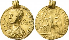 UNCERTAIN GERMANIC TRIBES, Pseudo-Imperial coinage. Late 3rd-early 4th centuries. 'Aureus' (Gold, 18 mm, 3.85 g, 12 h), imitating Probus, 276-282. X X...