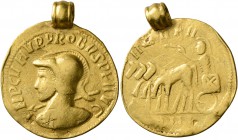 UNCERTAIN GERMANIC TRIBES, Pseudo-Imperial coinage. Late 3rd-early 4th centuries. 'Aureus' (Gold, 21 mm, 5.24 g, 1 h), imitating Probus, 276-282. INP ...