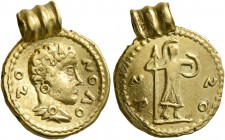 UNCERTAIN GERMANIC TRIBES, Pseudo-Imperial coinage. Mid 3rd-early 4th centuries. 'Quinarius' (Gold, 14 mm, 2.55 g, 1 h). ZO NOΛO Bare-headed, draped a...
