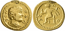 UNCERTAIN GERMANIC TRIBES, Pseudo-Imperial coinage. Mid 3rd-early 4th centuries. 'Quinarius' (Gold, 15 mm, 2.50 g, 12 h). ƆON OZΛ Bare-headed, draped ...