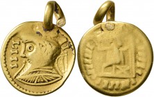 UNCERTAIN GERMANIC TRIBES, Pseudo-Imperial coinage. Late 3rd-early 4th centuries. 'Aureus' (Gold, 18 mm, 5.18 g, 12 h). IIIII II Laureate, draped and ...