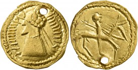 UNCERTAIN GERMANIC TRIBES, Pseudo-Imperial coinage. Late 3rd-early 4th centuries. 'Aureus' (Gold, 19 mm, 4.95 g, 5 h). IHIIIIIIIYW - IIIIIIIII Laureat...