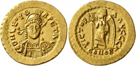 UNCERTAIN GERMANIC TRIBES, Pseudo-Imperial coinage. Mid to late 5th century. Solidus (Gold, 21 mm, 4.34 g, 7 h), imitating Leo I, 457-474. D N LEO PE-...